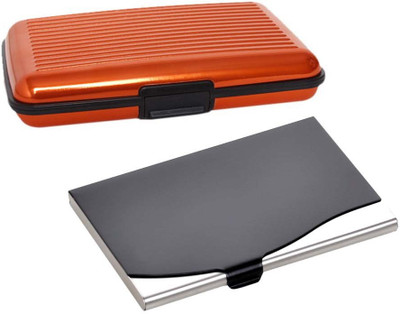 

Shine Fashion 15 Card Holder(Set of 2, Black, Silver, Orange)