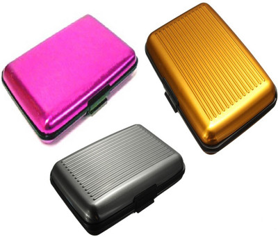 

FASTOP Set of 3 FASTOP® ATM Card Business ID Card Holder Credit Card and Debit card Wallet Holder Aluminum Security Wallet RFID Protection 6 Card Holder(Set of 3, Multicolor)