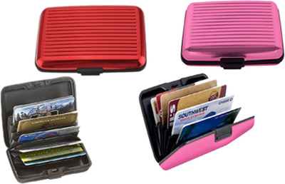

Alexus 6 Card Holder(Set of 2, Red, Pink)