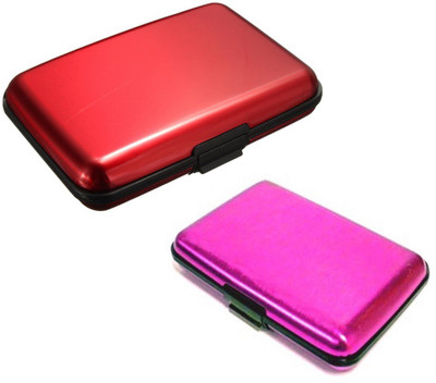 

FASTOP Set of 2 FASTOP® ATM Card Business ID Card Holder Credit Card and Debit card Wallet Holder Aluminum Security Wallet RFID Protection 6 Card Holder(Set of 2, Multicolor)