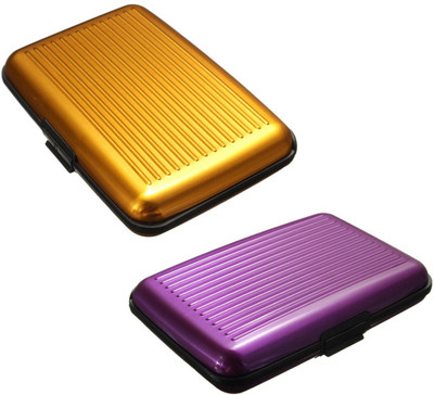 

FASTOP Set of 2 FASTOP® ATM Card Business ID Card Holder Credit Card and Debit card Wallet Holder Aluminum Security Wallet RFID Protection 6 Card Holder(Set of 2, Multicolor)