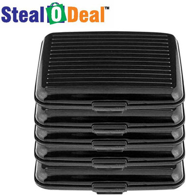 

Stealodeal 5 pc Black Aluma Security Cash Credit 6 Card Holder(Set of 5, Black)