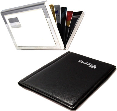 

Stealodeal Black Book With White Metal 40 Card Holder(Set of 2, Black)