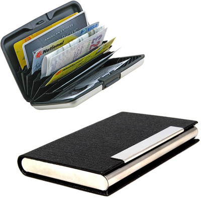 

Stealodeal Black Glossy Textured Steel With Aluminium ABS Plastic 20 Card Holder(Set of 2, Black)