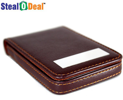 

Stealodeal Brown Top Leather Steel 20 Card Holder(Set of 1, Brown)