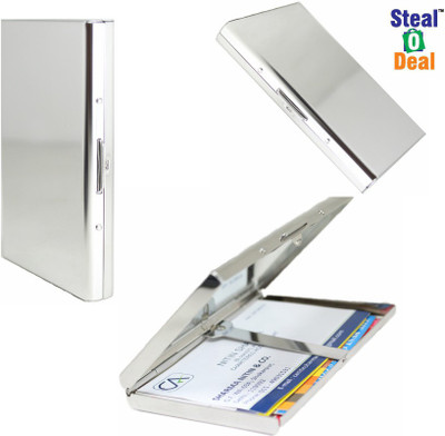 

Stealodeal Double Sided Metal Box 15 Card Holder(Set of 3, Silver)