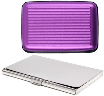 

Shine Fashion 20 Card Holder(Set of 2, Silver, Purple)