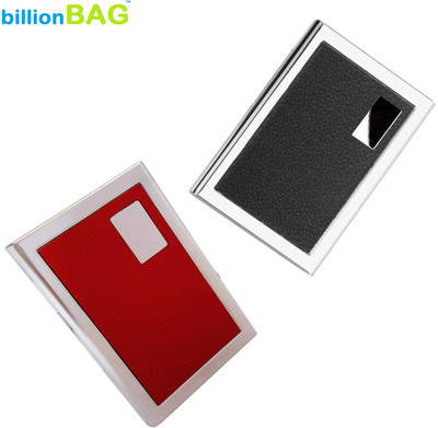 

Billionbag New Steel Black Leather Luxury & Steel Red LeatherExecutive Silver ATM 6 Card Holder(Set of 2, Multicolor)