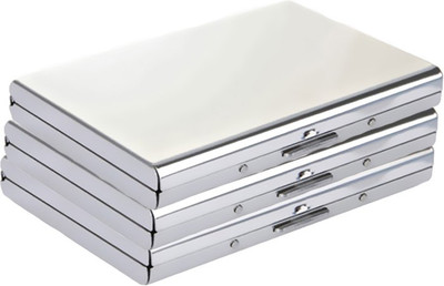 

Stealodeal |Pack of 3| Metal Silver Mirror Luxury 15 Card Holder(Set of 3, Silver)