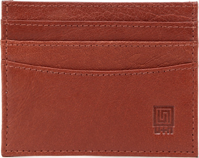 

U+N Unisex Sleek Genuine Leather Card Holder 6 Card Holder(Set of 1, Orange)