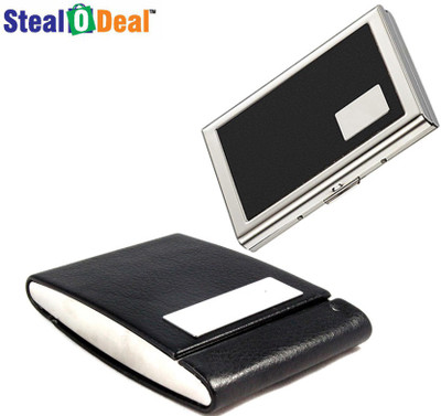 

Stealodeal Black double sided open Steel With Black Metal 30 Card Holder(Set of 2, Black)