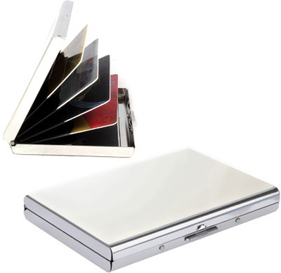 

Stealodeal |Pack of 2| Mirror Finish High Quality With White Metal Atm Bracket 15 Card Holder(Set of 2, Silver, White)