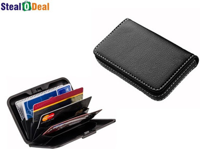 

Stealodeal Full Black Leather With Multicolor Plastic Aluma 15 Card Holder(Set of 2, Black, Multicolor)