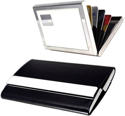 

Stealodeal Black two Side Open Steel With White Metal 30 Card Holder(Set of 2, Black)