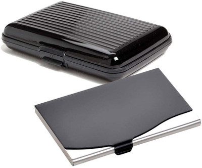 

Shine Fashion 15 Card Holder(Set of 2, Black, Silver)