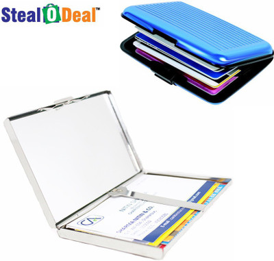 

Stealodeal Metal Box Premium With Plastic Debit/Credit 20 Card Holder(Set of 2, Silver)