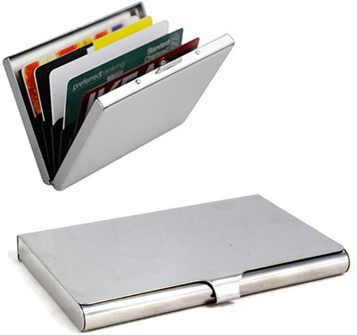 

Stealodeal Heavy Stainless Steel With Plain Metal 20 Card Holder(Set of 2, Silver)