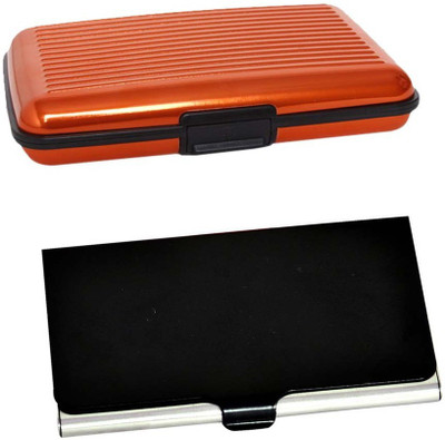 

Shine Fashion 15 Card Holder(Set of 2, Black, Silver, Orange)