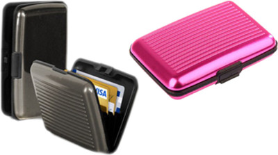 

Alexus 6 Card Holder(Set of 2, Grey, Pink)