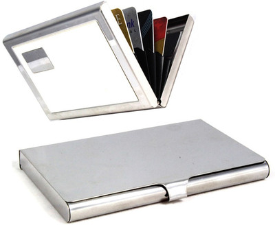 

Stealodeal Heavy Stainless Steel With White Metal 20 Card Holder(Set of 2, Silver)