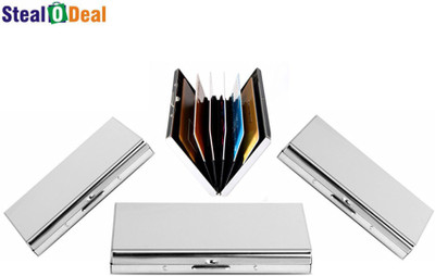 

Stealodeal Aluminum Silver Business Atm Metal Box 6 Card Holder(Set of 4, Silver)