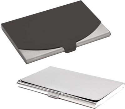 

Shine Fashion 15 Card Holder(Set of 2, Black, Silver)