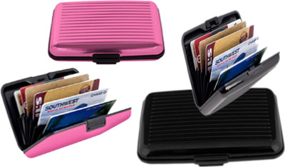 

Alexus 6 Card Holder(Set of 2, Black, Pink)