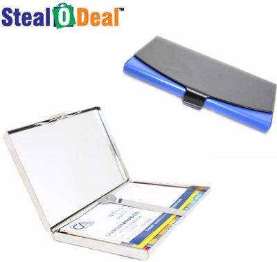 

Stealodeal Metal Box Premium With Black and Blue Mix Color Stainless Steel 15 Card Holder(Set of 2, Black, Silver)