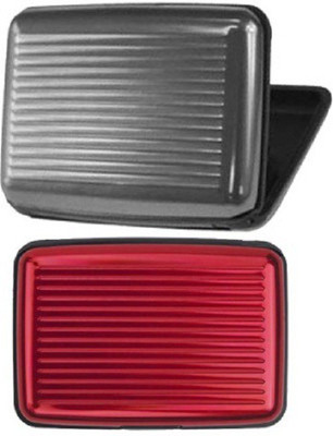 

Squeeze Men & Women MultiColor Card Holder 6 Card Holder(Set of 2, Red, Black)