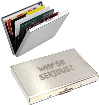 

Stealodeal |Pack of 2|Silver Y So Serious With Plain Metal Debit Bracket 6 Card Holder(Set of 2, Silver)