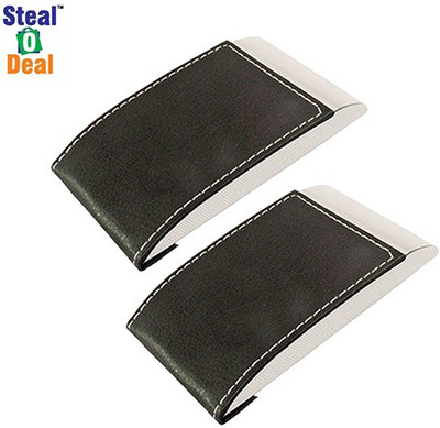 

Stealodeal Black Steel Top Elegant Visiting 20 Card Holder(Set of 2, Black)