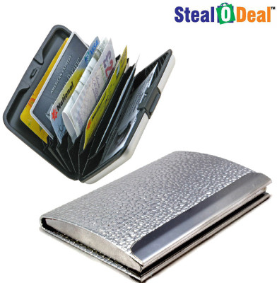 

Stealodeal Women Silver Pebble Textured Metal With Aluminium Plastic 20 Card Holder(Set of 2, Silver)
