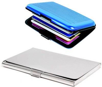 

Shine Fashion 20 Card Holder(Set of 2, Silver, Blue)