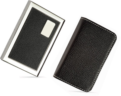 

Billiondeal High Quality | Combo of 2 | Steel Plain Executive Pocket ATM And 1 Steel Card Holder And Full Black Soft ATM Card Holder 6 Card Holder(Set of 2, Silver)