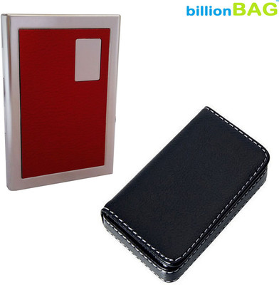 

Billionbag New Steel Red Leather Stainless ATM & Soft Black Leather Metal Business Visiting 6 Card Holder(Set of 2, Multicolor)