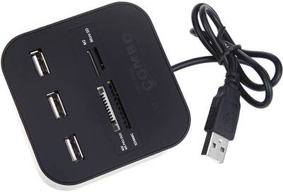 Roq USB-HUB Combo Card Reader (Black) 