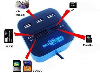 BB4 All In One + Usb Hub 3 Port 2.0 Combo Card Reader (Black) 