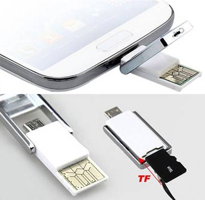BB4 Mini OTG SD TF Adapter with 2.0 A Male Micro USB B Male Conne...