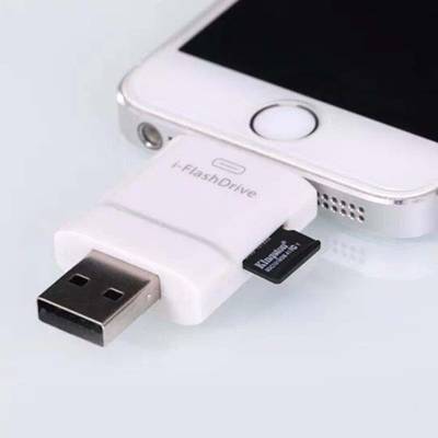 Burfa i Flash Drive HD OTG Micro SD Card Reader forAll Apple I Phone , I Pad , And I Pod Card Reader Card Reader (White) 