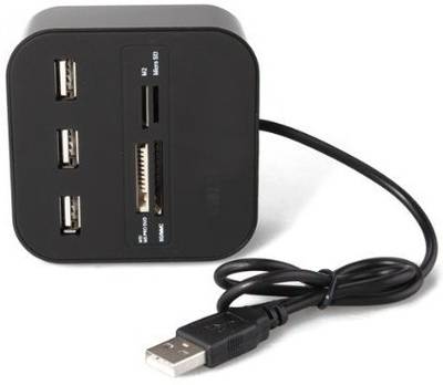 Roq USB-HUB Combo Card Reader (Black) 