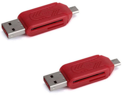 BB4 PACK OF 2 OTG Micro SD+TF Card Reader Card Reader(Red)