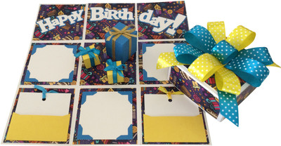 Crack of Dawn Crafts Birthday Handmade Explosion Gift Box - Party Time Greeting Card(Purple, Pack of 1)