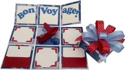 

Crack of Dawn Crafts Bon Voyage Handmade Travel Explosion Gift Box Greeting Card(RedIIBlue, Pack of 1)