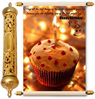 

Lolprint Happy Birthday R S 24K Gold Scroll Greeting Card(Multicolor, Pack of 1)