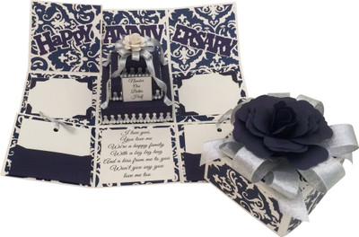 

Crack of Dawn Crafts Anniversary Handmade Explosion Gift Box-Navy & Silver Greeting Card(BlueSilver, Pack of 1)