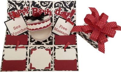 

Crack of Dawn Crafts Romantic Handmade Explosion Gift Box Greeting Card(RedIIBlack, Pack of 1)