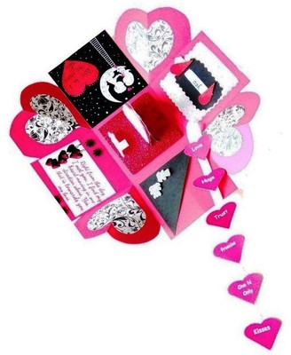 

RMantra Love theme Romantic Heart Explosion Box Greeting Card(Red, Pack of 1)