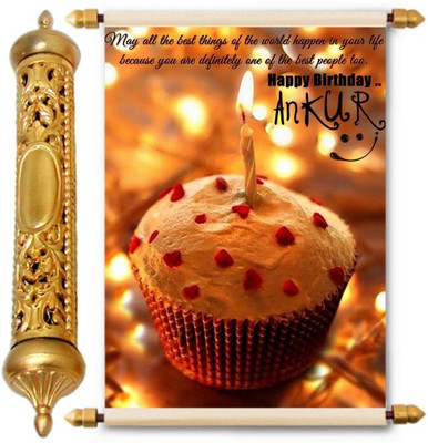 

Lolprint Happy Birthday Ankur 24K Gold Scroll Greeting Card(Multicolor, Pack of 1)