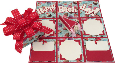 

Crack of Dawn Crafts Birthday Handmade Explosion Gift Box - Cake Slice Greeting Card(Red, Pack of 1)