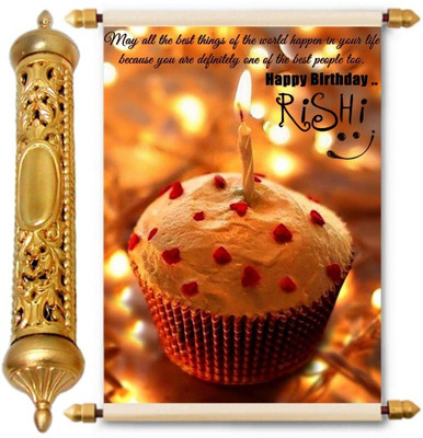 

Lolprint Happy Birthday Rishi 24K Gold Scroll Greeting Card(Multicolor, Pack of 1)